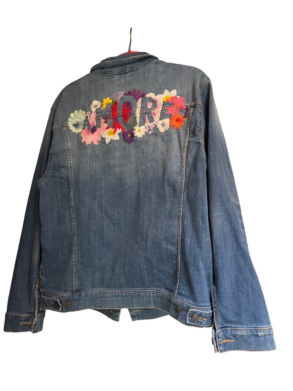 Anthropologie Pilcro Embroidered Denim Jacket, Size XL
